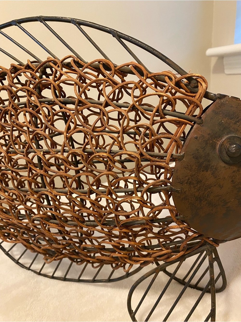 Vintage Woven Metal Fish Sculpture - Picture 5 of 10